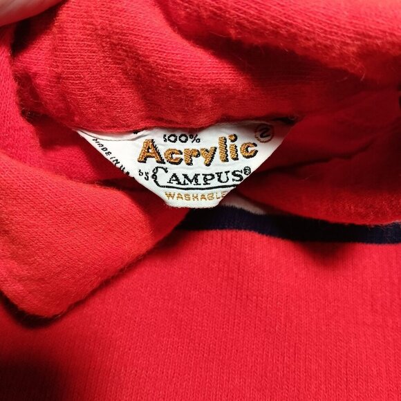 Vintage 1970's Boys 2t Polo Shirt True Vtg 70s CAMPUS RED/Gray Stripe  USA - Picture 3 of 6